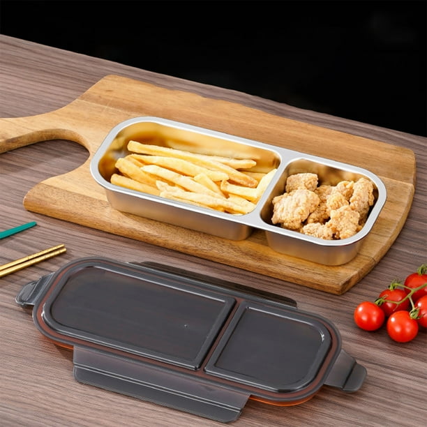 Fiambrera de Acero Inoxidable con Tapa | Fiambrera Bento Hermética de 2 o 3 Compartimentos | Acero Inoxidable 304 de Pvc Apto para Uso Alimentario | Recipiente Reutilizable Apto para Microondas para