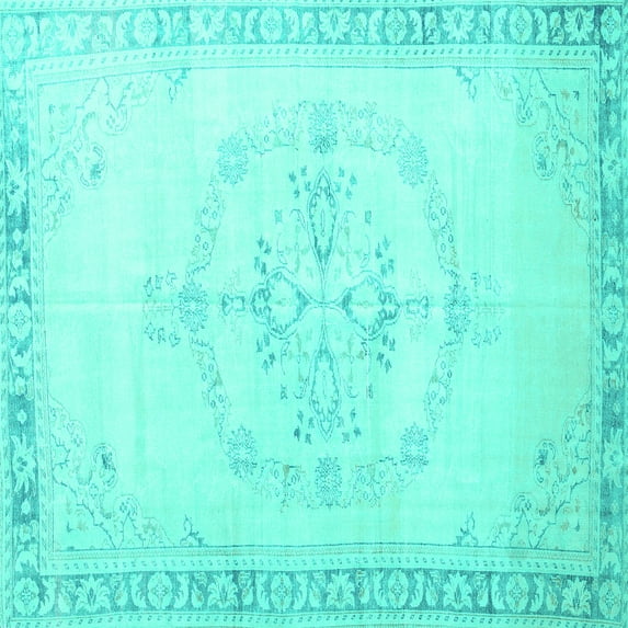 Ahgly Company Indoor Square Persian Turquoise Blue Traditional Area Rugs, 6' Square