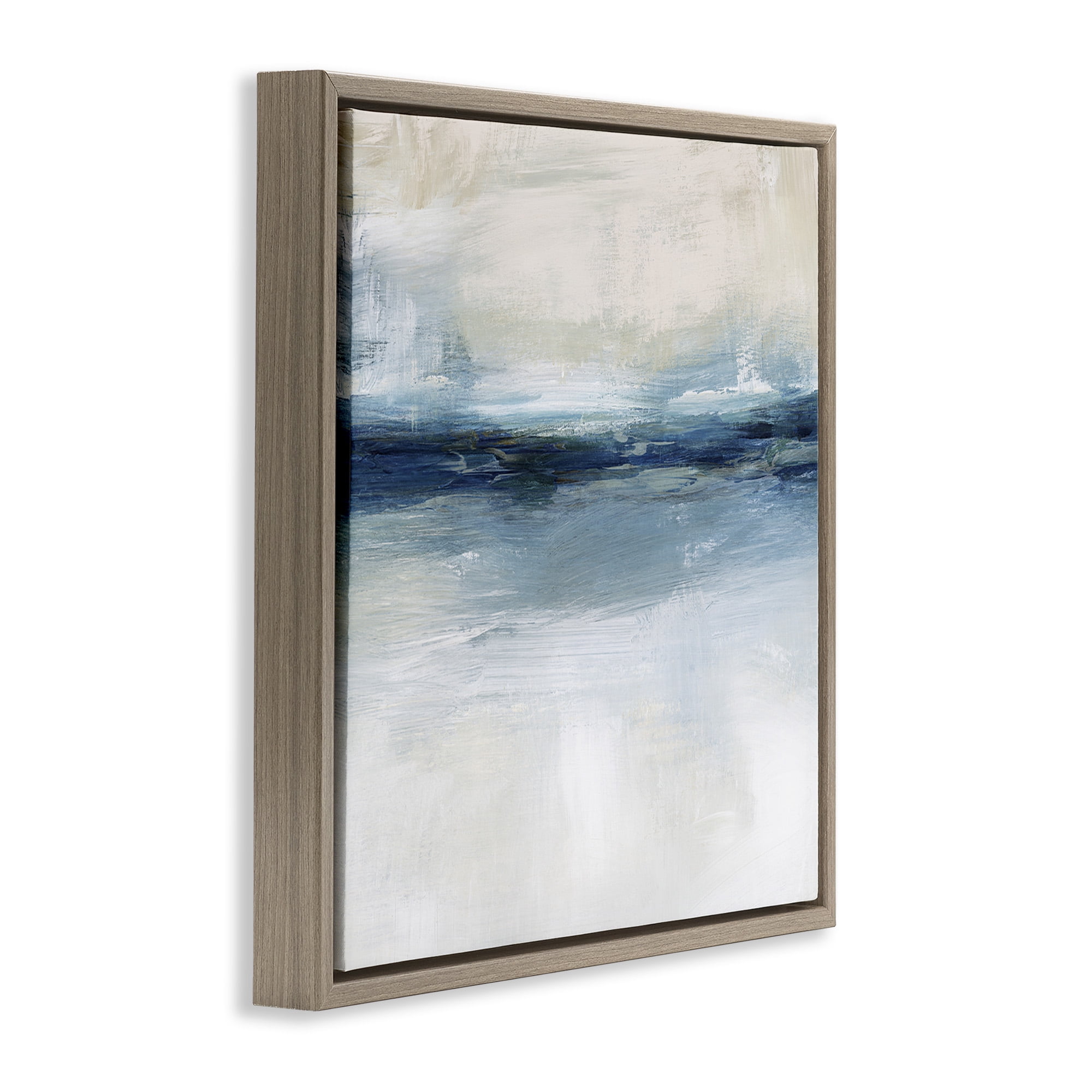 Stupell Industries Timeless Nautical Gloomy Sea Abstract Abstract Painting Brown Floater Framed Canvas Art Print Wall Art, 18 x 18