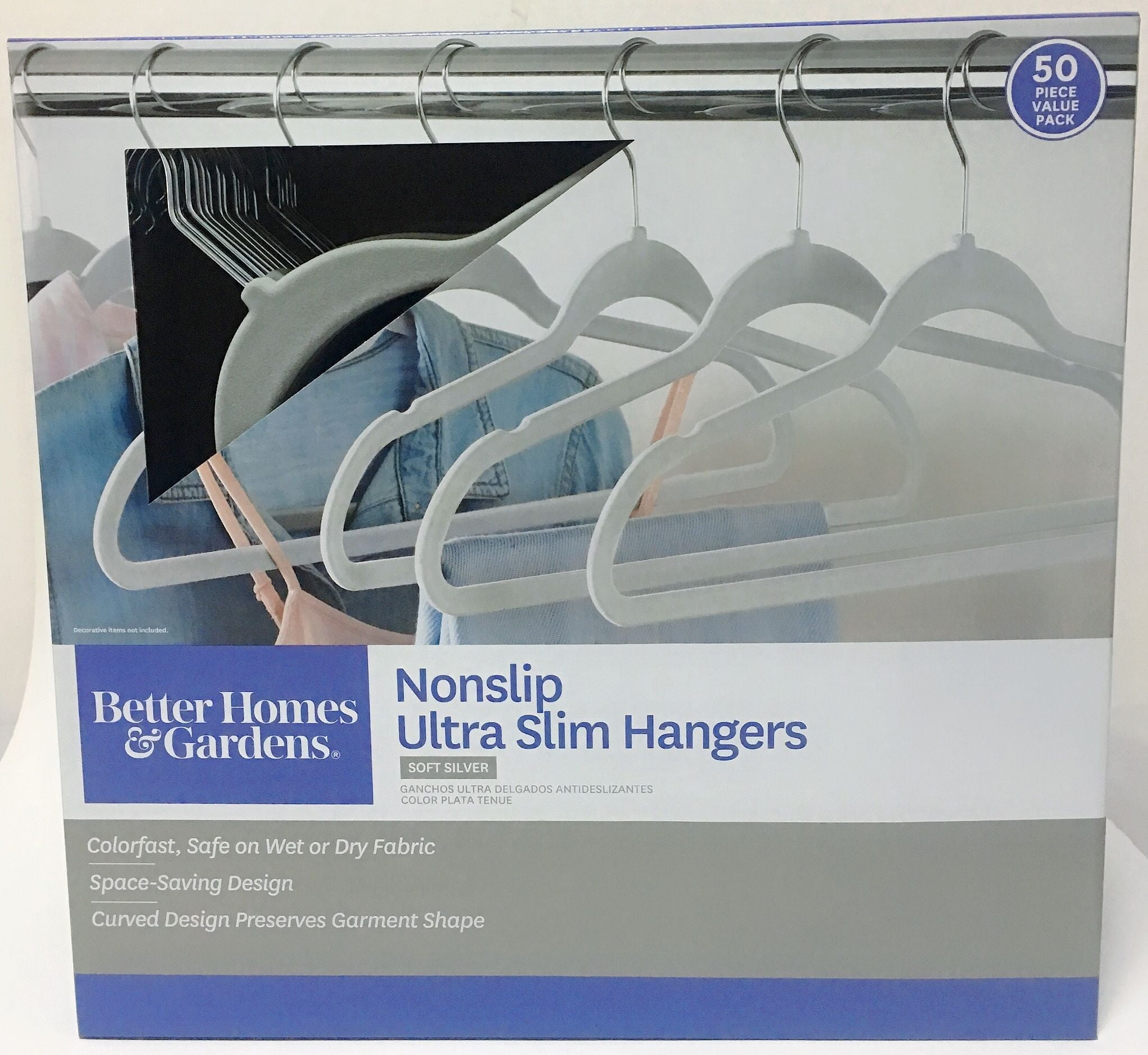 Better Homes & Gardens Non-Slip Velvet Clothing Hangers, 50 Pack, Beige, Space Saving