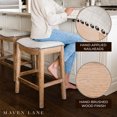 thumbnail image 2 of Maven Lane Adrien Saddle Counter Stool in Weathered Oak Finish w/ Sand Color Fabric Upholstery, Set of 3, 2 of 6