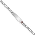 thumbnail image 1 of Bracelet Figaro Semi-Solide en Or Blanc 14K Forme Diamant Rouge Émail ID, 1 of 3