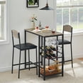 thumbnail image 1 of 3-Piece Bar Table Set for 2, Counter Height Dining Table Set with PU Upholstered Chairs & Built-in Storage for Small Space, 1 of 9