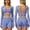 Color Block Blue, variant on AEXTO Womens Workout Sets Two Piece Seamless Color Block Long Sleeve Top High Waist Shorts Fall Winter Gym Work Out Clothes