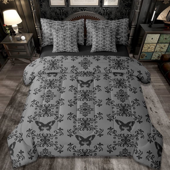 Erosebridal Vintage Bohemian Damask 7-Piece Twin Bedding Sets,Boho Exotic Style Bedding Comforter Set For Boys Girls,Reversible