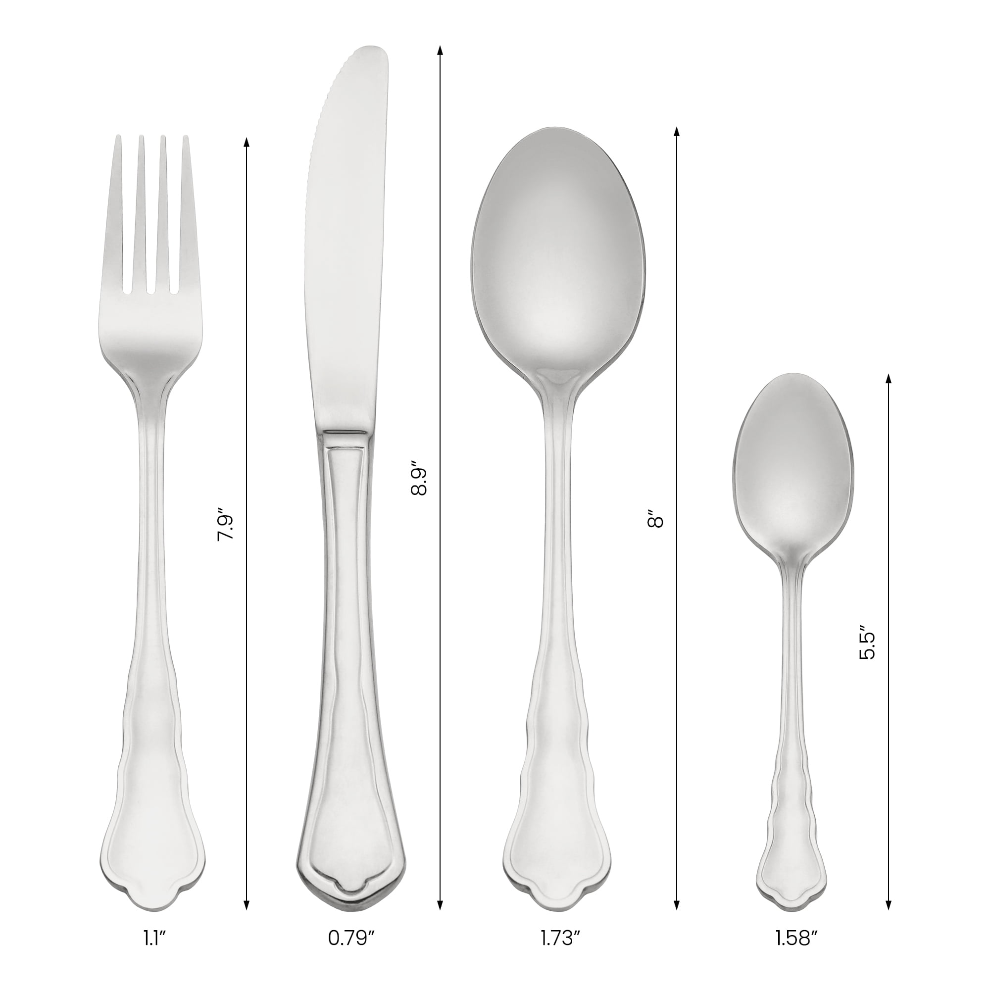 Unique Bargains Durable Stainless Steel Flatware Set for Kitchen Use Silver 4pcs