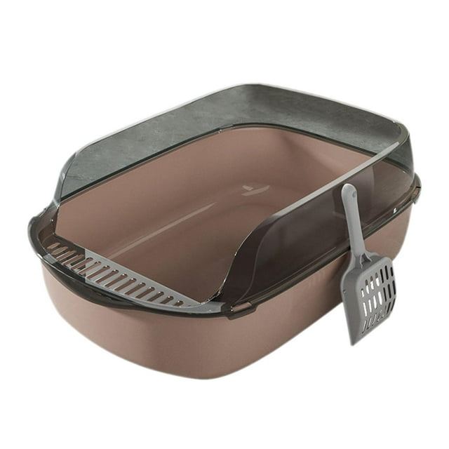 Caja de arena para gatos, caja de arena para gatos, protección contra salpicaduras alta, grande, extraíble, resistente, Marrón