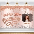 thumbnail image 1 of Dicódigos de fondo personalizados en oro rosa para feliz cumpleaños para niñas y mujeres, 1 of 7