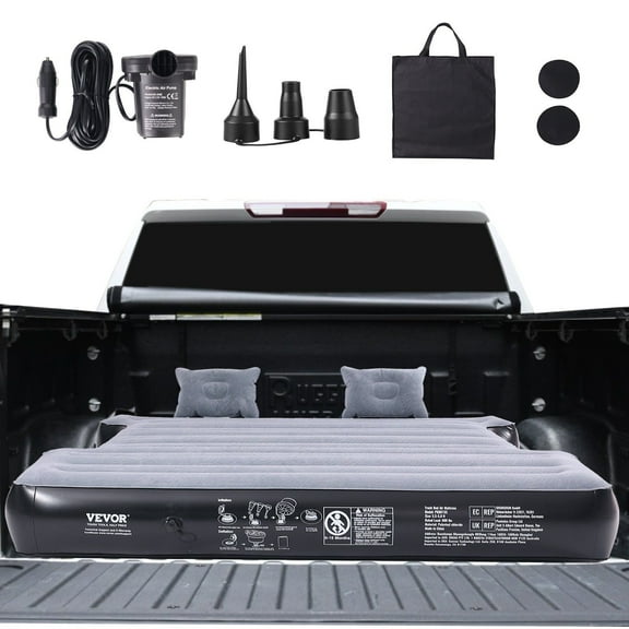 VEVOR Truck Bed Air Mattress, for 5.5-5.8 ft Full Size Short Truck Beds, Inflatable Air Mattress Camping Bed with 12V Air Pump 2 Pillows, Carry Bag, for Silverado, RAM, F Series, Sierra, Titan, Tundr