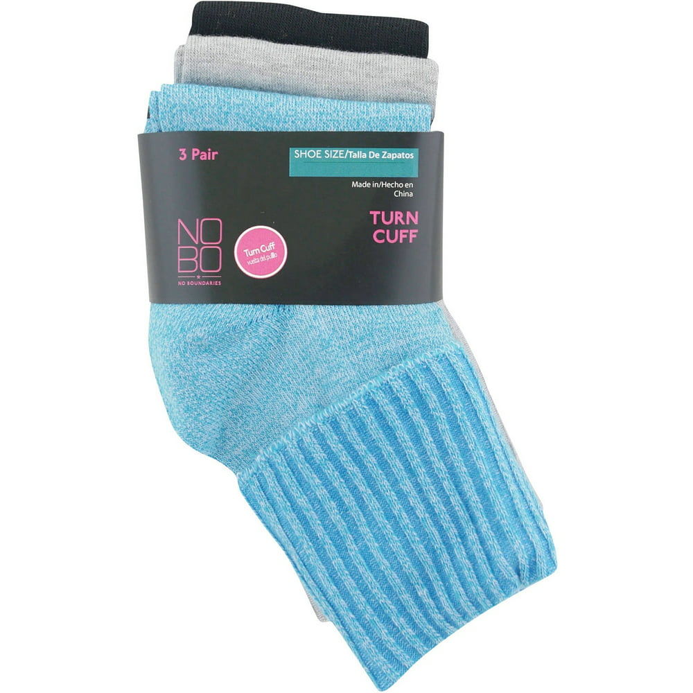No Boundaries - Women's Turn Cuff Marl Socks, 3 Pair - Walmart.com ...