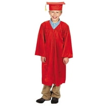 Kids Red Elementary School Graduation Mortarboard Hat & Gown Set - 2 Pieces