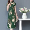 thumbnail image 2 of Qipao Spring Short Sleeve Weaved Brocade Girl Chinese Style Slim Long Dress, 2 of 4