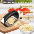 thumbnail image 2 of Exprimidor de Ajos, Prensa de Ajo Manual, Triturador de Ajo Acero Inoxidable con Mango Cómodo, Aplastador de Ajos con Pelador de Ajos de Silicona y Cepillo para Limpieza, Garlic Press, Negro, 2 of 4