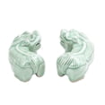 thumbnail image 4 of NOVICA Handmade Celadon Ceramic Sculptures Cultural Green Thailand Good Fortune Dragon [ 2.6in H x 6.5in W x 3.5in D] 'Pi Xiu'(Pair), 4 of 6