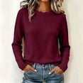 thumbnail image 6 of TEAJOPSUU Women's Fall Winter Sweaters Comfy Crew Neck Long Sleeve Ribbed Shirts Blouses Casual Solid Trendy Scalloped Hem Pullover Sweater Tops B-Burgundy, 6 of 9