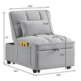 thumbnail image 2 of 4 in1 Multi-Function Single Sofa Bed with Storage Pockets,Tufted Single Pull-out Sofa Bed with Adjustable Backrest and Pillows ,Convertible  Chaise Lounge for iving spaces or guest rooms (Gray), 2 of 9