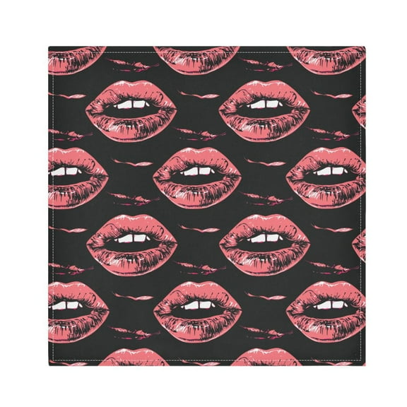 JSTEL Pink Lips Cloth Napkins Set of 1, 20x20 Inch Washable and Reusable Napkin for Decoupage Dinner Party Everyday Use