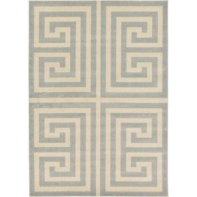 Unique Loom Athens Border Design Area Rug 7' x 10' Rectangular Gray/Beige