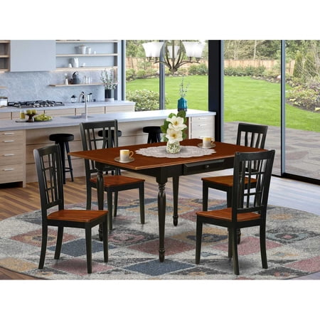 East West Furniture Dining Room Set Black & Cherry MZNI5-BCH-W