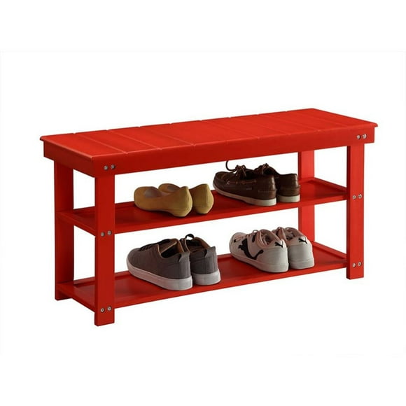 Convenience Concepts Oxford Utility Mudroom Entryway Bench in Red Wood Finish