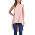 thumbnail image 1 of INSPIRAR CHIC Blusa sin mangas para mujer, cuello redondo, dobladillo asimétrico, ajuste holgado, blusa tunic alta y baja, rosa, XL, 1 of 6