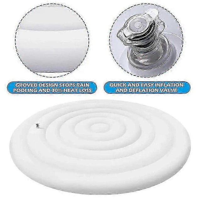 Couvercle de Spa Gonflable Couvercle Rond Gonflable avec Poignée Couvercle de Spa Extérieur Imperméable Pliable--Blanc_Perfect Gift