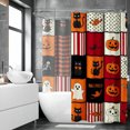 thumbnail image 2 of Gelasgo Halloween Grid Pattern Shower Curtain Polyester Fabric Waterproof Bathroom Curtains 72x72 Inch Black Cat Ghost Pumpkin Decor, 2 of 5