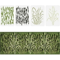 4 Pcs Bark Camouflage Stencil 11.7x8.3 inch Camouflage Grass Bark Pattern Stencils Plastic Wall Camo Stencil Kit Reusable DIY Art and Craft Stencils