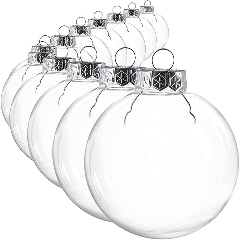 NOGIS Set of 12, 3.15/80mm Clear Plastic Christmas Ornaments for Crafts  Fillable Flat Disc ,Christmas DIY Transparent Bulbs, Easy to Use to Fill
