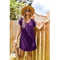 thumbnail image 4 of Ekouaer Women's Satin Nightgown Short Sleeve Sleepdress V-Neck Sleepwear Loose Silk Sleepshirt, 4 of 5