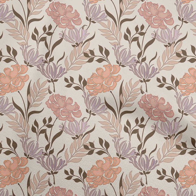 oneOone Rayon Rose Brown Fabric Floral Retro Craft Projects Decor Fabric Printed By The Yard 56 Inch Wide