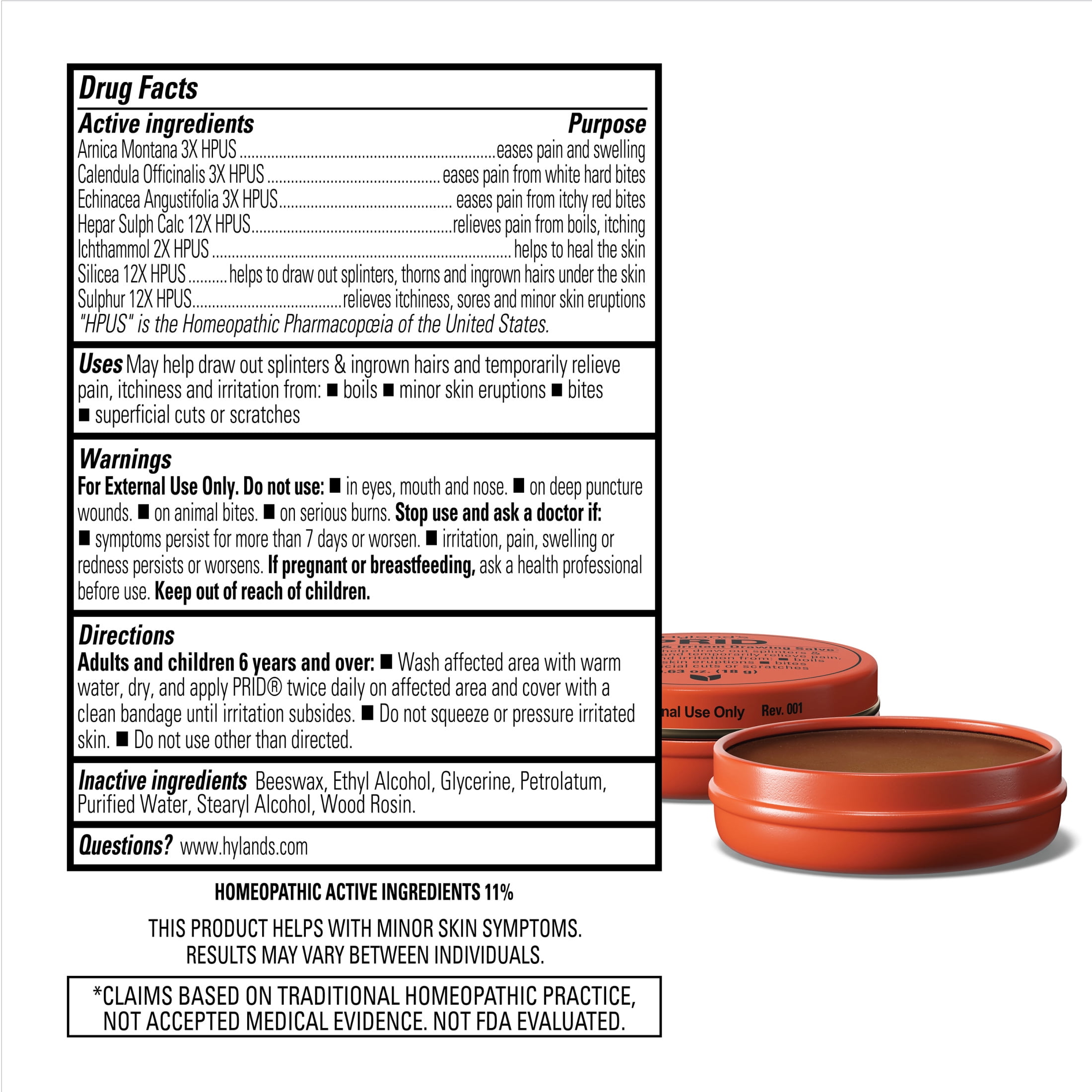 Hyland's PRID Drawing Salve, Natural Relief of Topical Pain and Irritation, 18 Grams