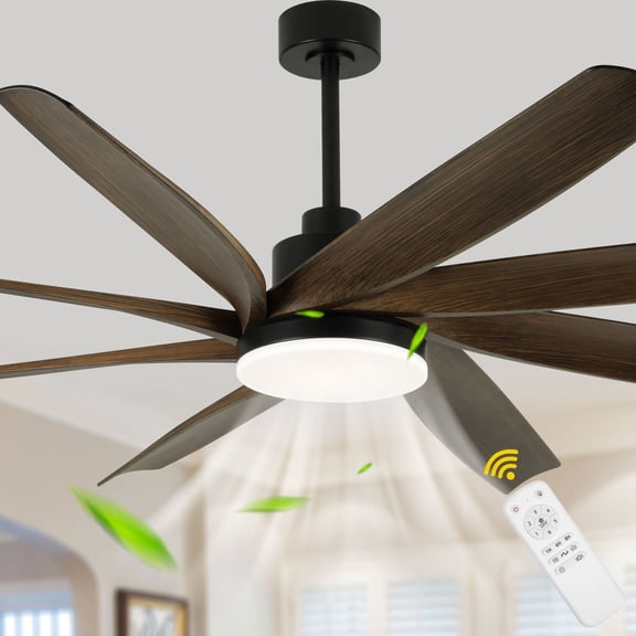 Bella Depot 72" Industrial Black Ceiling Fan with LED Light and Remote 6-Speed Reversible DC Motor for Large Room