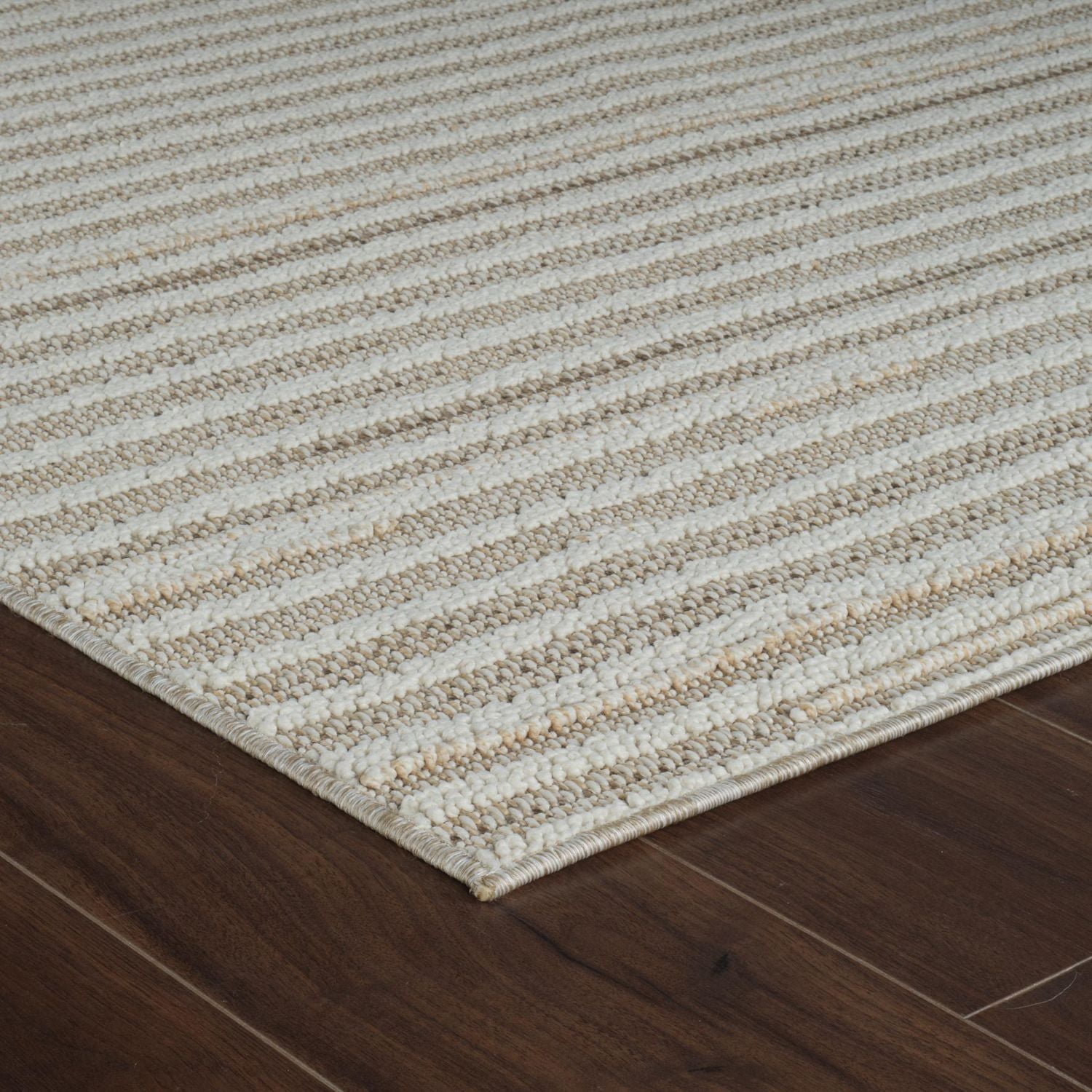 Rug Branch Hogar Striped Indoor Outdoor Area Rug, Brown Cream, Modern - Living Room, Bedroom, Dining Room, and Kitchen