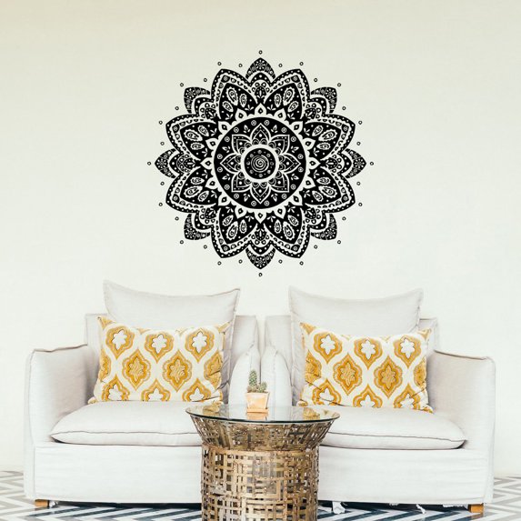 Wall Decal Mandala Vinyl Sticker Decals Lotus Flower Home Decor Boho Bohemian Bedroom Ornament Moroccan Pattern Namaste Yoga Studio
