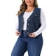 thumbnail image 1 of Chaleco de mezclilla sin mangas de mujer plus size Agnes Orinda, con botones, cuello en V, casual, talla 4X, azul oscuro, 1 of 6