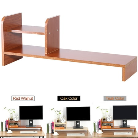 Wood Monitor Stand Riser Laptop Cellphone Tv Printer Stand With 2