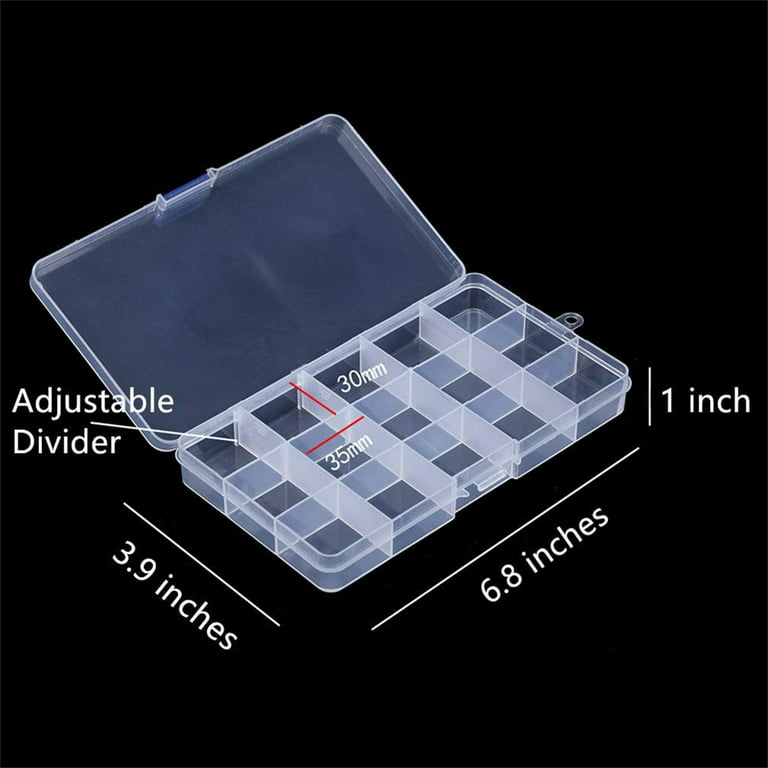 4 Pcs 15 Grids 6.85 inch x 3.85 inch Adjustable Small Removable Clear  Plastic Jewelry Organizer Divider Storage Box Jewelry Earring Tool  Containers