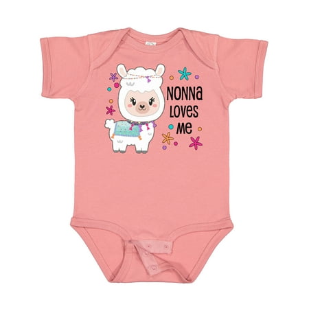 

Inktastic Nonna Loves Me- cute and happy llama Boys or Girls Baby Bodysuit