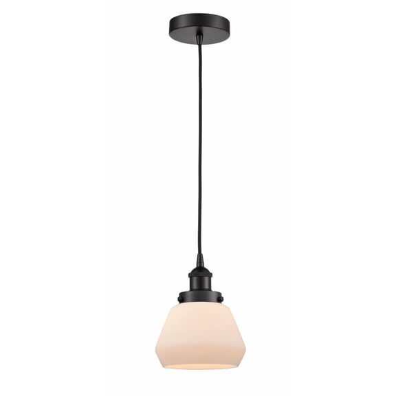 616-1PH-BK-G171-LED-Innovations Lighting-Fulton - 1 Light Mini Pendant In Industrial Style-10 Inches Tall and 7 Inches Wide Matte Black Matte White