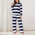thumbnail image 3 of Bingfone Womens Pajama Sets Navy Blue And White Stripes Print,Long Sleeve Loungewear Pajamas Set-Small, 3 of 9