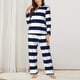 thumbnail image 2 of Balery Navy Blue And White Stripes Conjunto de Pijama con Estampado para Mujer, Conjunto de Dos Piezas con Manga Larga, Ropa de Dormir Suave con Bolsillos, Pijamas Cómodos-Medium, 2 of 7