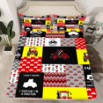 thumbnail image 2 of Feelyou Cartoon Vehicle Truck Bed Sheets, Tractor Excavator King Sheets, Red Yellow Patchwork Sheet Set, Breathable Home Decor, 4pcs, 2 of 7