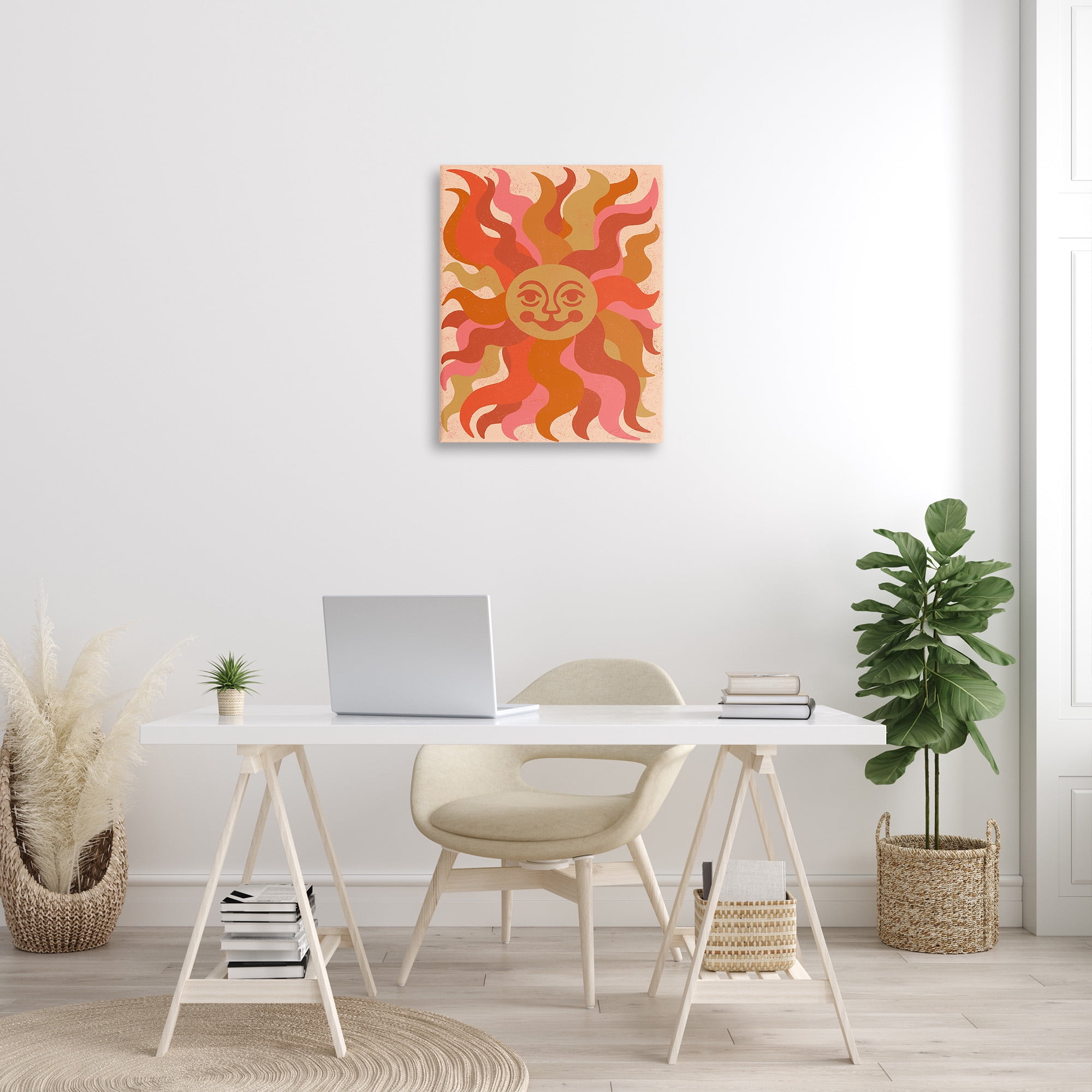 Stupell Industries Celestial Smiling Sun Landscape Painting Gallery Wrapped Canvas Art Print Wall Art, 24 x 30
