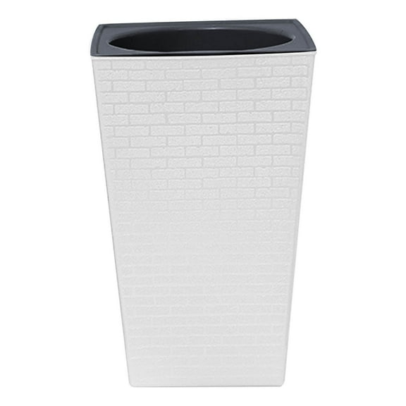 Tall Self Watering Indoor Outdoor for Patio Planter Pot Decorative Gardening & Home Décor Square(White)