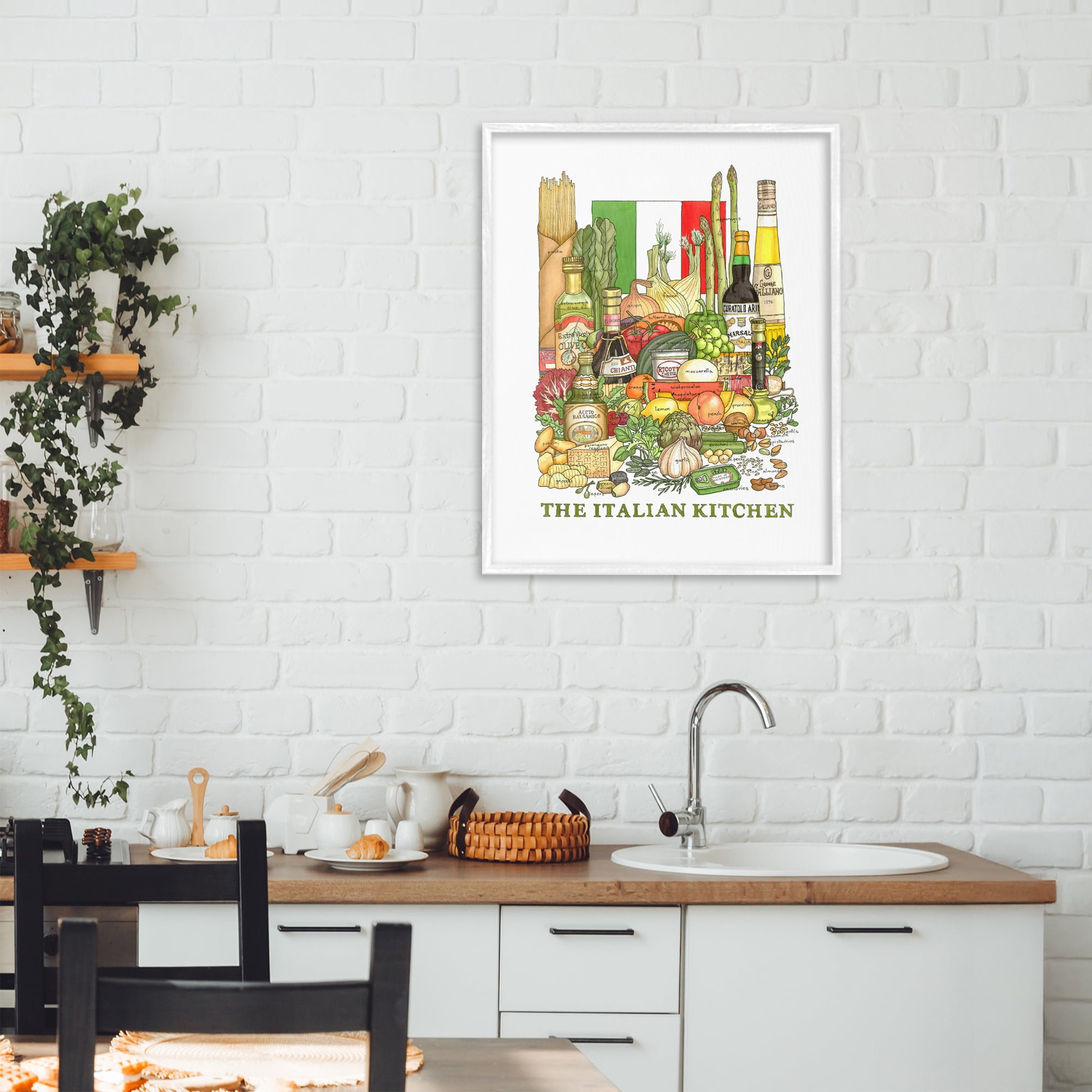 Stupell Industries Italian Kitchen and Food White Framed Giclee Art, design by Nancy Overton
