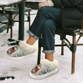 thumbnail image 6 of FUIALDOLG Women's Slippers Platform Cute Cat Christmas Print Women Slippers Slip on Fluffy Fleece Lined House Shoes for Indoor Outdoor, Size 9-10, 6 of 7