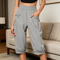 thumbnail image 4 of Luvrsol Capris for Women with Pockets Outdoor Cargo Capri Stretch Quick Dry Casual Walking Hiking Trousers S-3XL, 4 of 5