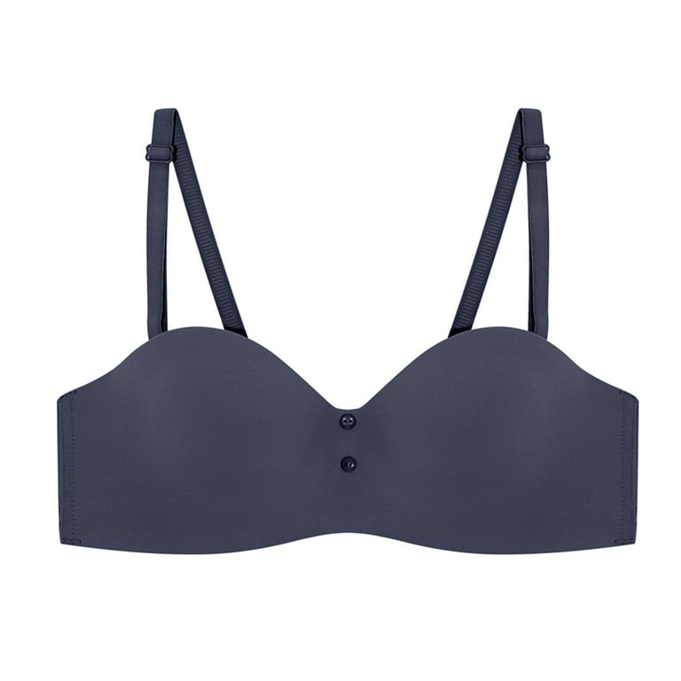 Women's New European and American Comfortable B/C Cup Detachable Shoulder  Strap Colorful Gradient Light Plate No Steel Ring Bra Bra Blue 85