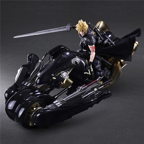 New Play Arts Final Fantasy VII Cloud Strife (Motorcycle Ver) Character Anime Model Statue Action Figures Desktop Ornament Popular Decorations Fan Souvenirs Creative Gift Collectable
